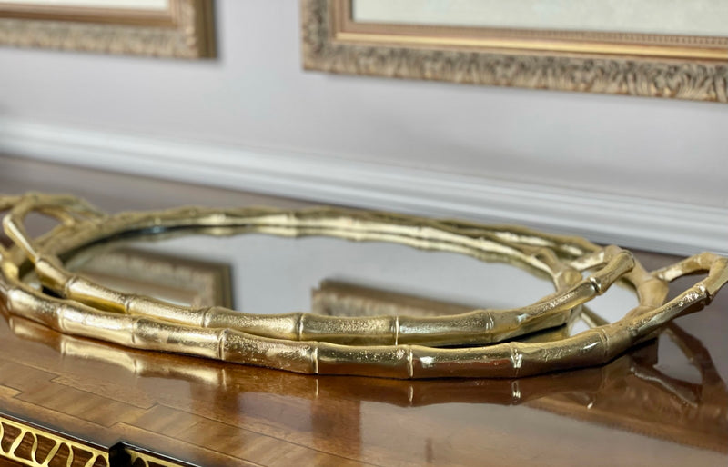 Oval Bamboo Look Brass Tray
