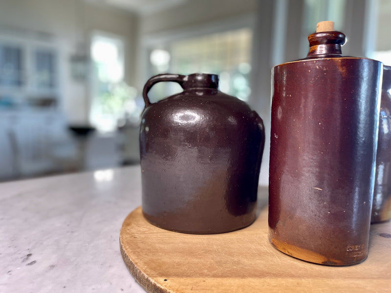Vintage Stoneware Crock Pot, Glazed Ceramic Planter - Mendez Manor